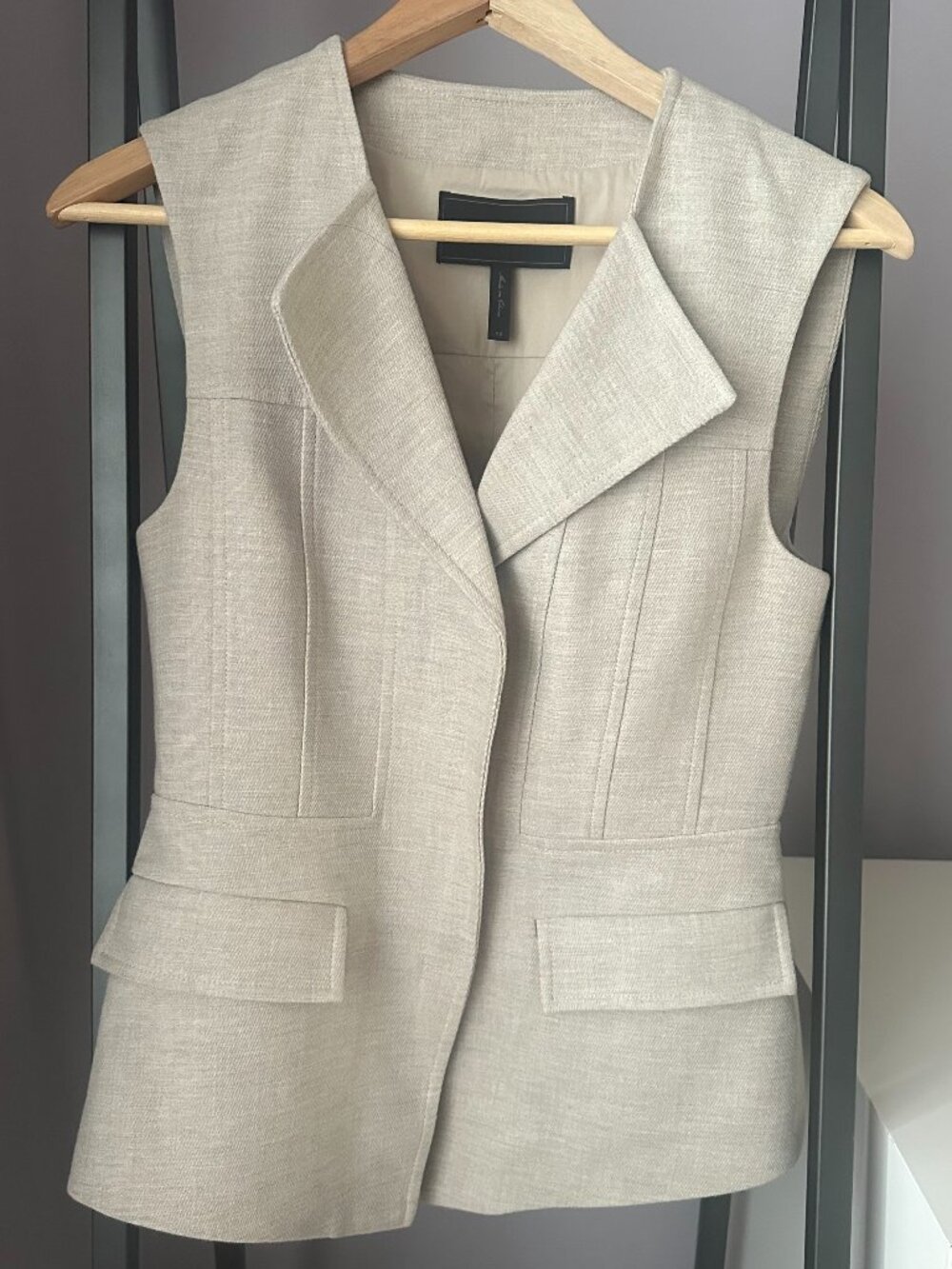 BCBG Max Azria, Cream Cotton Vest, Size XS